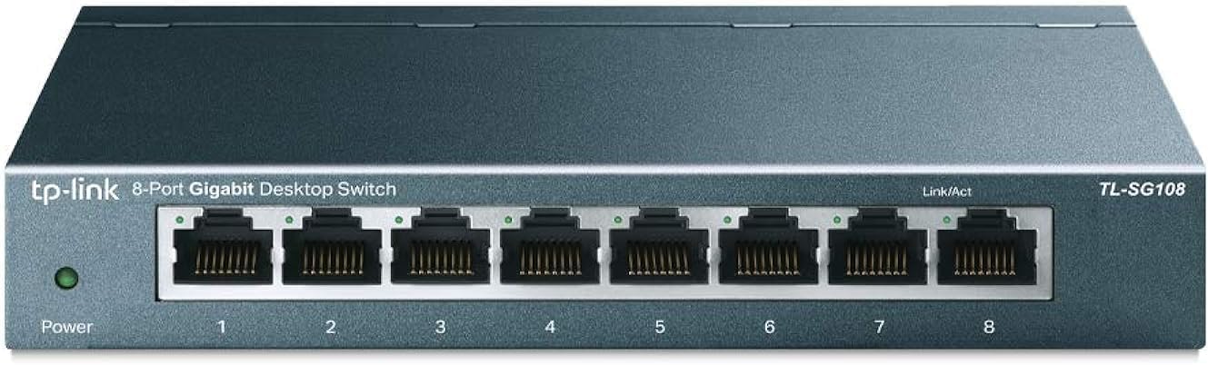 TP-Link 8 Port Gigabit Ethernet Network Switch - Ethernet Splitter | Plug & Play | Fanless | Sturdy Metal w/ Shielded Ports | Traffic Optimization | Unmanaged | Lifetime Protection (TL-SG108)