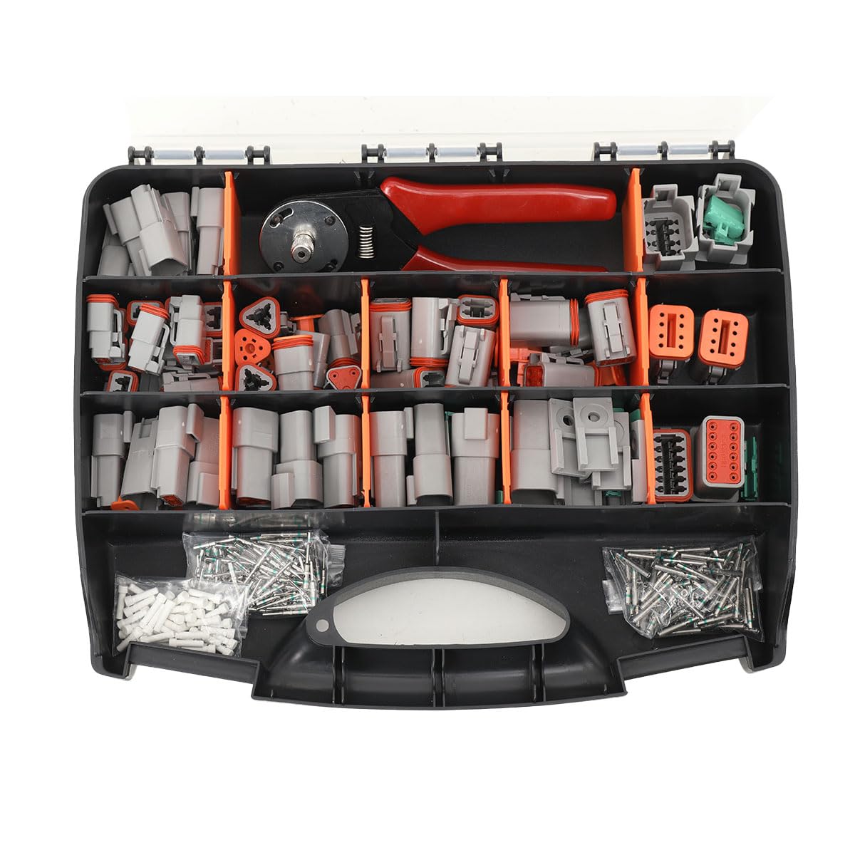 Lfhelper DT Deutsch Connector Kit, 438 Pcs Automotive Electrical Connector Set for Wiring Circuits, Waterproof Deutsch Connector Assortment Box with Crimp Tool for Motorcycle Car Truck Boats
