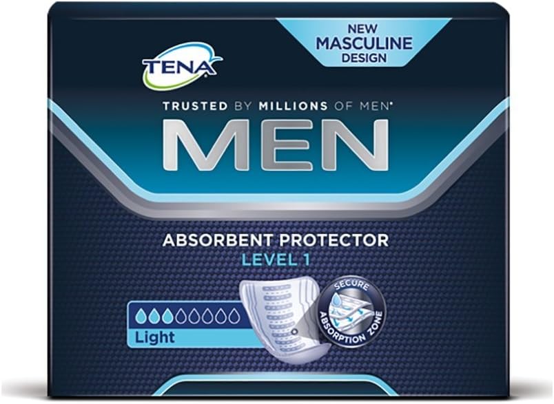 TENA Men Level 1 Incontinence Pads/Liners for Light Bladder Weakness - Anatomical Fit - Value Pack of 96 Hygienic Pads