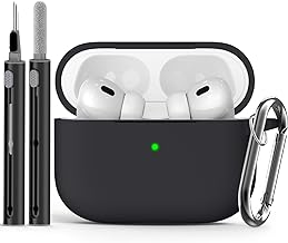 for AirPods Pro Case Cover with Cleaner Kit,Soft Silicone Protective Case for Apple AirPod Pro 2nd/1st Generation Case for Women Men,AirPods Pro 2/Pro Case Accessories with Keychain-Black