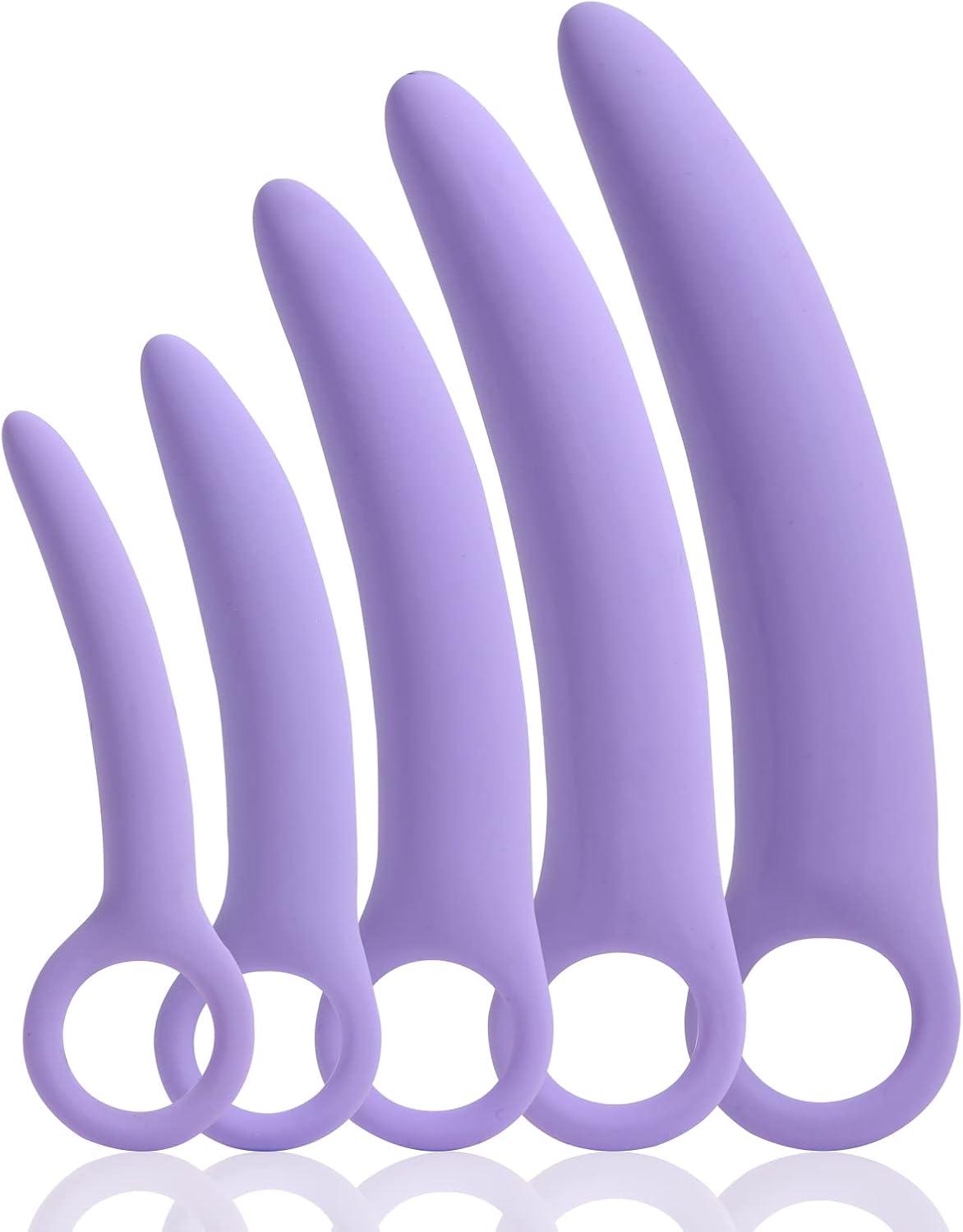 5 Pack Silicone Pelvic Floor Muscle Dilator Trainer Set,Pelvic Wand Massager for Women，Pelvic Floor Strengthening Device - Purple (with Storage Bag)