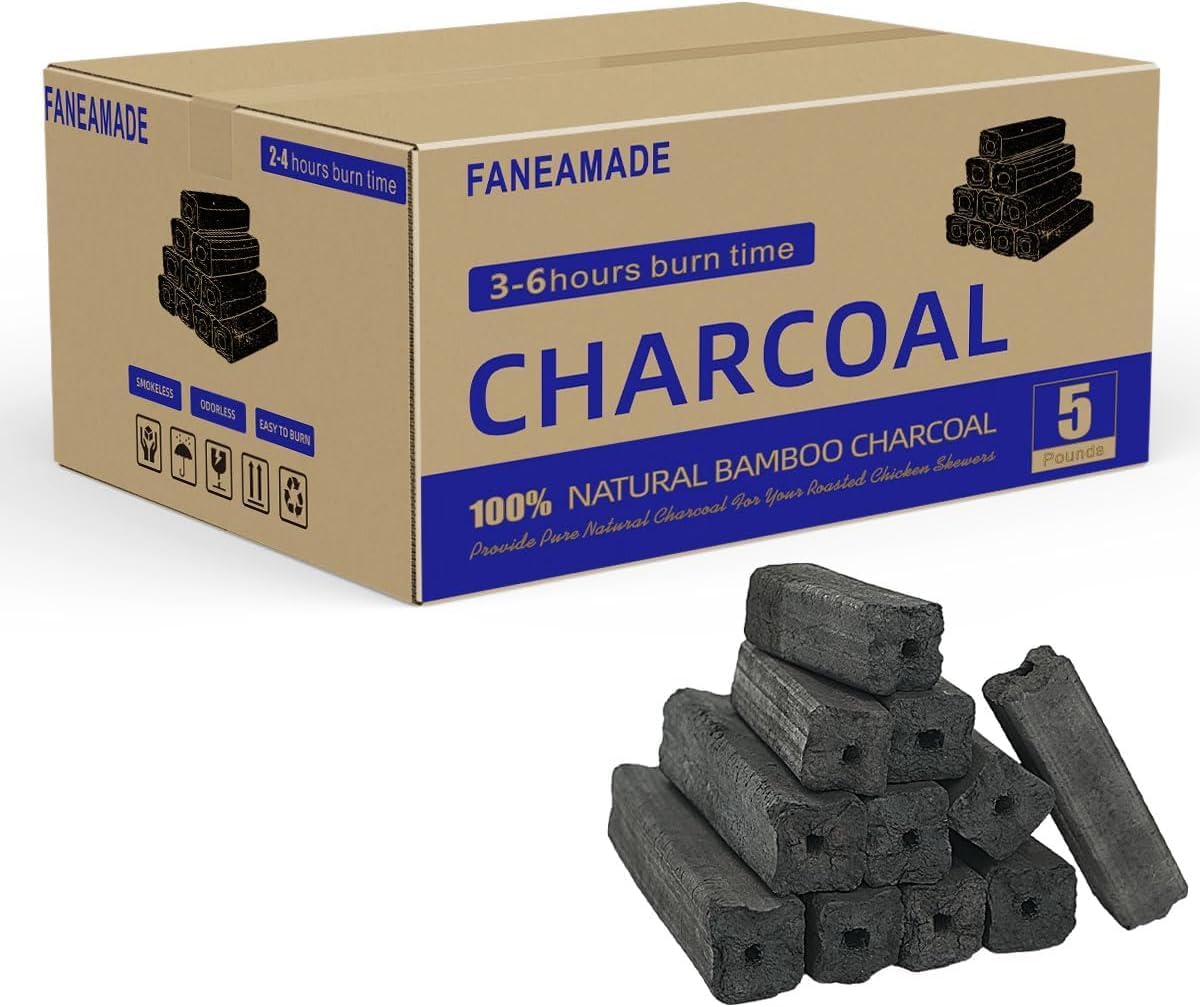 Bamboo Charcoal Logs for Hibachi & Grilling, Natural, 5 lb Bag