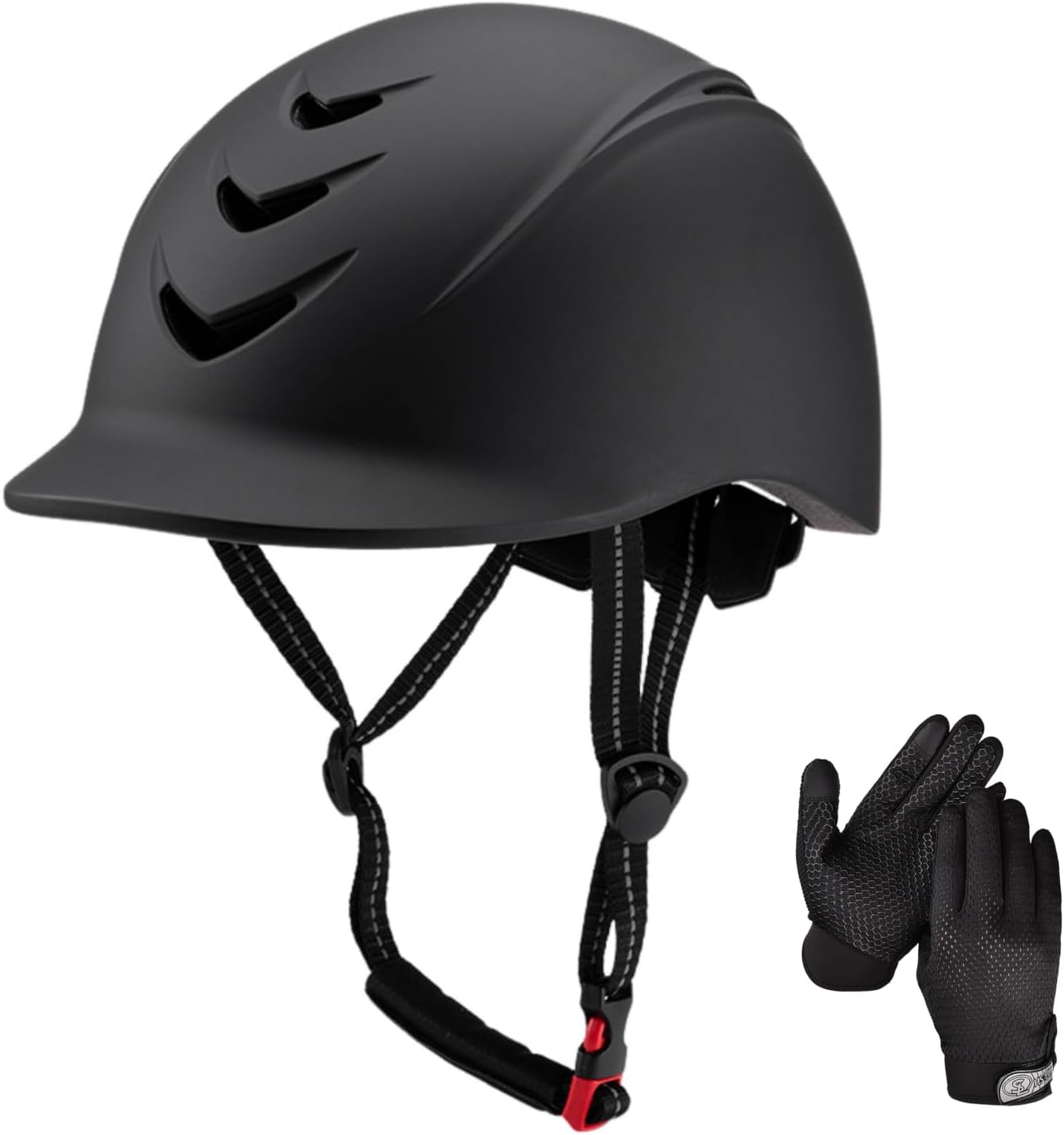 Equestrian Set - Helmet and Gloves for Horseback Riding and Training - Horse Riding Safety Gear Helmets Equestrian Equi-Pro Gear Gloves for Women, Man