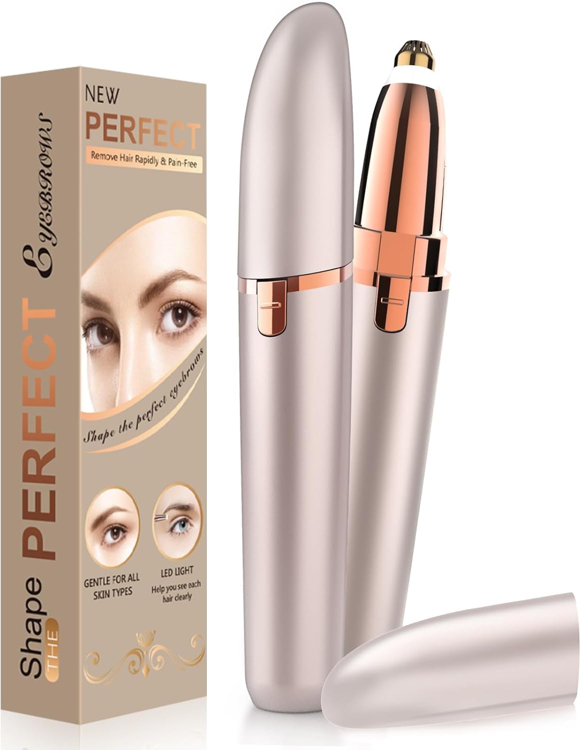 Rechargeable Eyebrow Trimmer for Women, Painless Electric Facial Hair Remover, Epilator Pen, Portable Eyebrow Shaper, Shaver Precision Grooming Tool