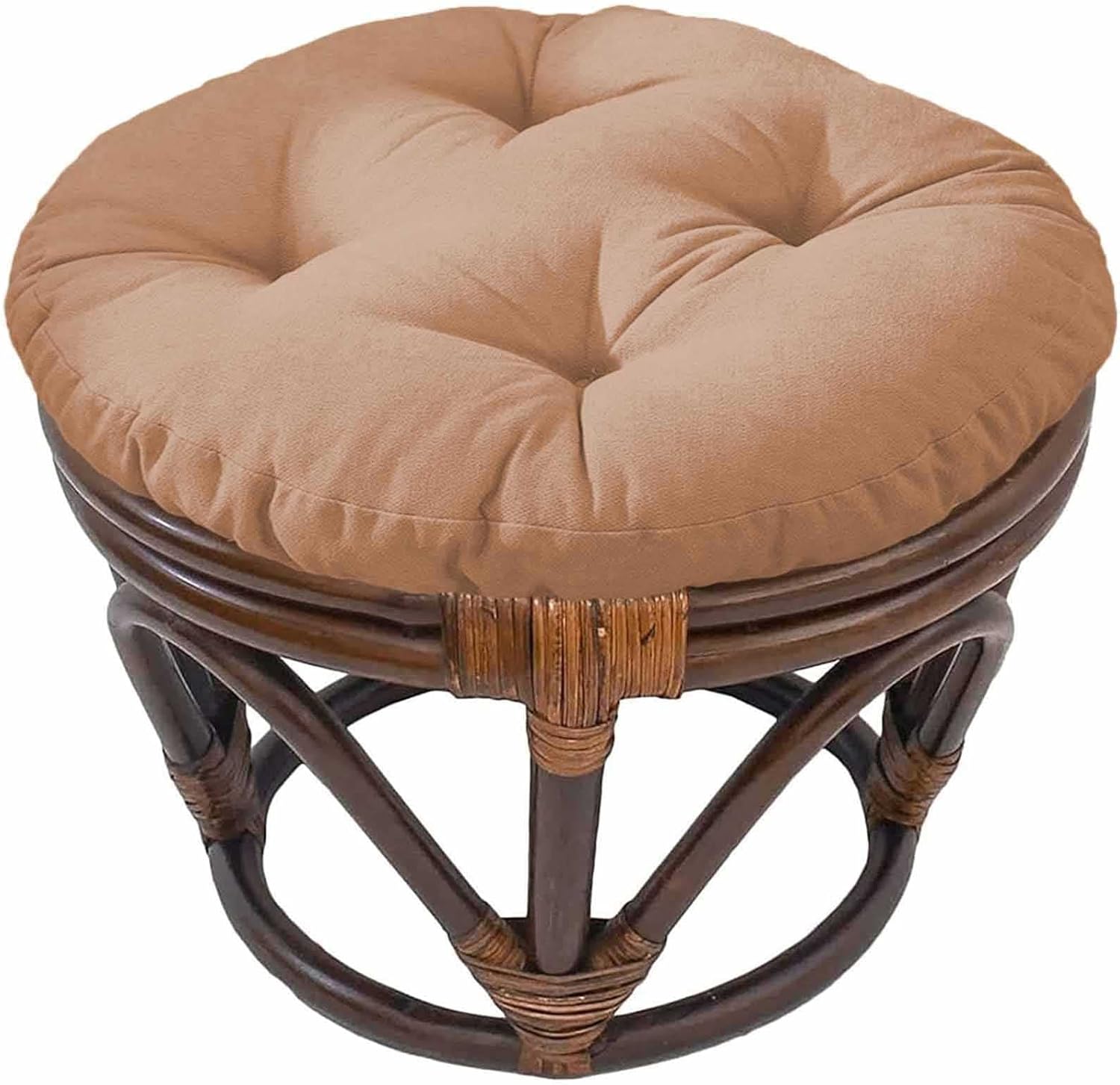QUTBAG Round Tatami Seat Pads, Papasan Footstool Cushion, Round Chair Cushion, Futon Seat Cushion, Overstuffed Chair Pad for Indoor Outdoor (Color : Khaki, Size : 16inch)
