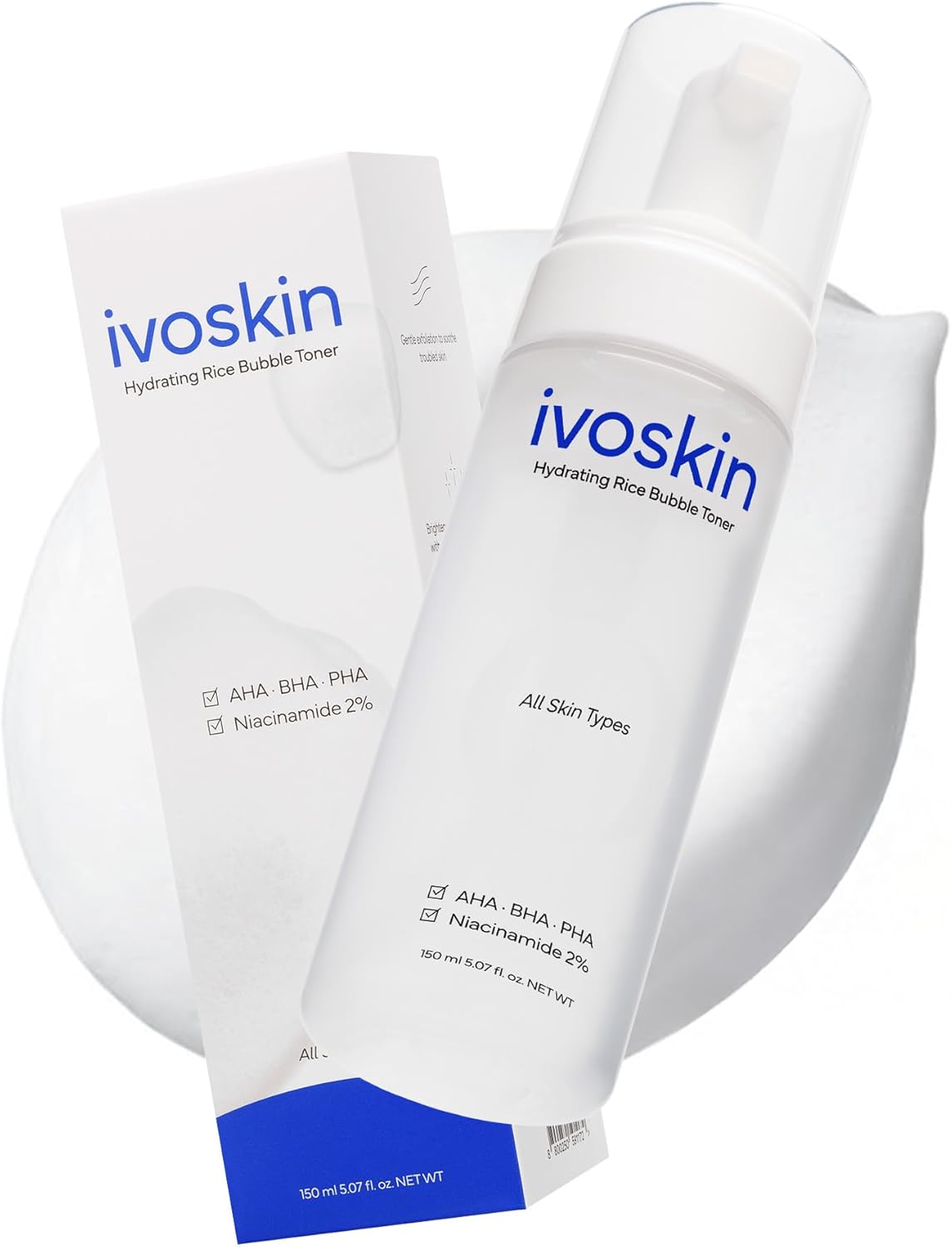Rice Milky Foam Bubble Toner I Trouble Care, Hydrating, Glowing Skin, Sensitive Skin, Calming Skin I with Niacinamide & Rice Extract (5.07fl.oz / 150ml)