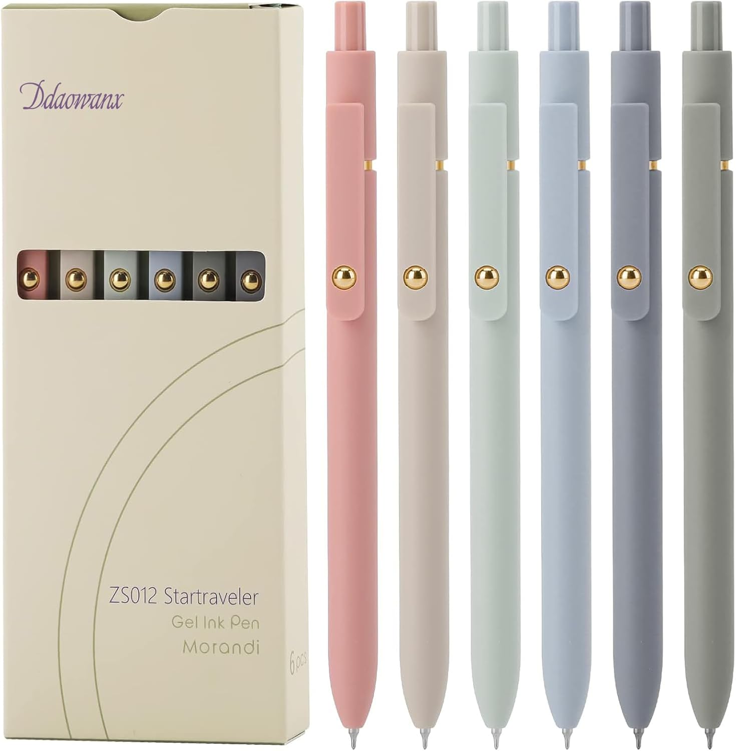 Ddaowanx Gel Pens,6 Pcs 0.5mm Retractable Quick Dry Black Ink Pens