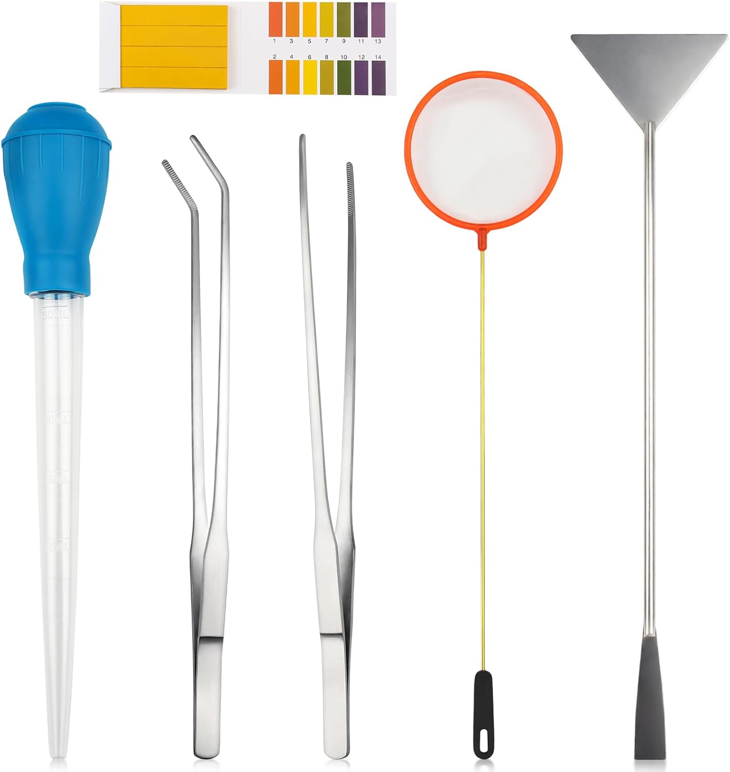 QUOZUO 6 pcs Fish Tank Cleaning Tools, Aquarium Cleaning Tools Feeder Tools Kit, Aquarium Plants Cleaner, Algae Scraper for Glass Aquariums