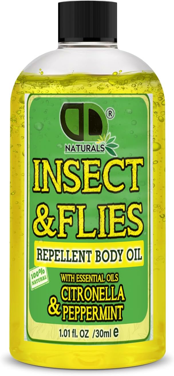 Mosquito Repellent, Insect Repellent, Fly & Tick Repellent Body Oil with Citronella & Peppermint Essential Oils for All Body Types DEET-Free. Safe for Pregnant Women & Kids. Travel Size (30ml Cap)