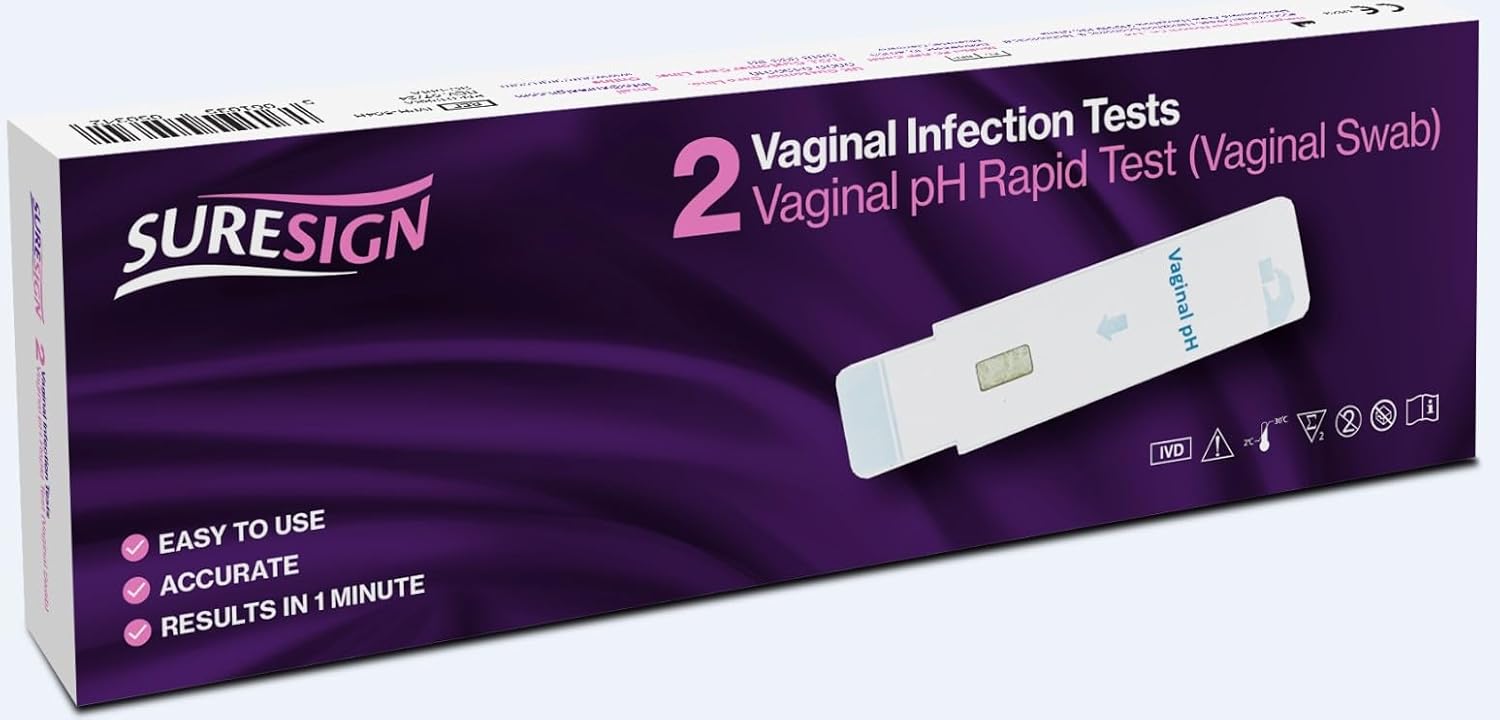 SURESIGN 2 Vaginal Infection Tests, Vaginal pH Rapid Test (Vaginal Swab), Easy to Use, Accurate, Results in 1 Minute