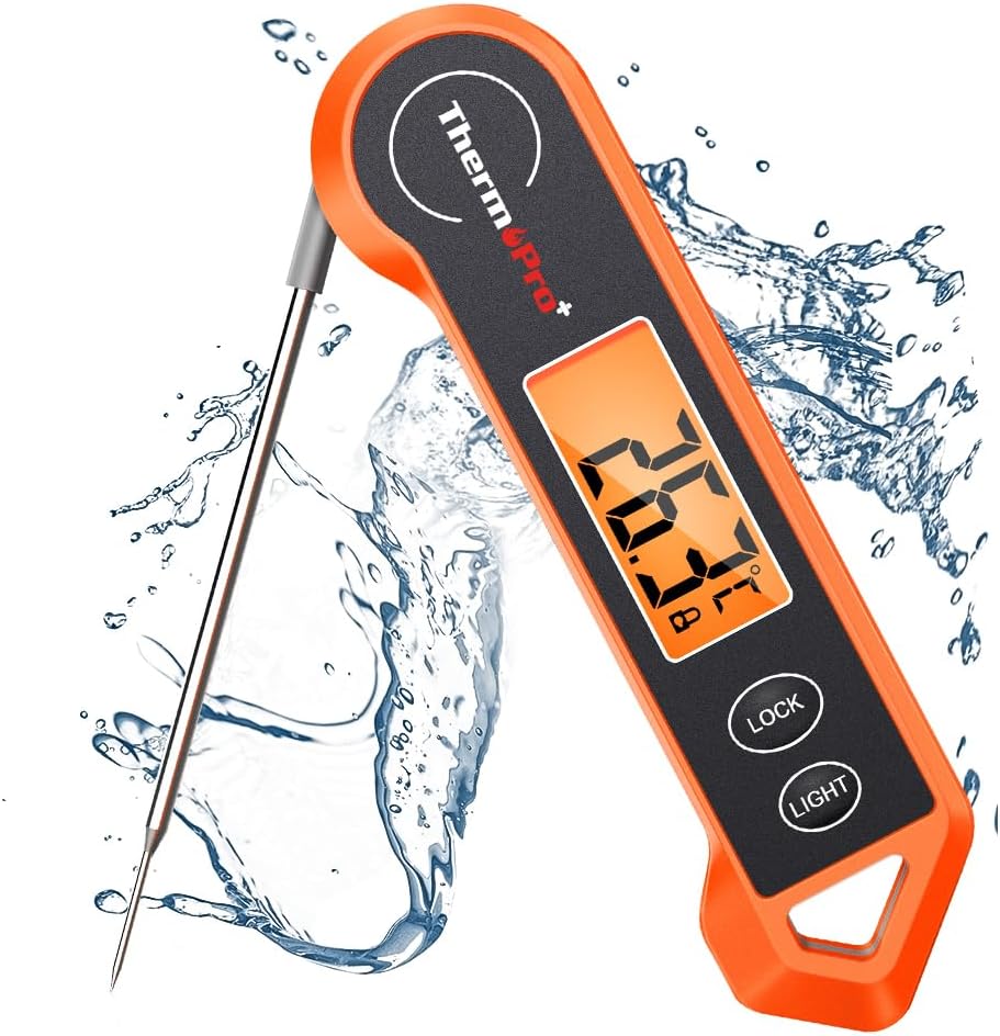 ThermoPro TP19H Digital Meat Thermometer for Cooking with Ambidextrous Backlit, Waterproof Cooking Thermometer Probe for Kitchen Food Temperature BBQ Grill Smoker Oil Fry Candy Instant Read