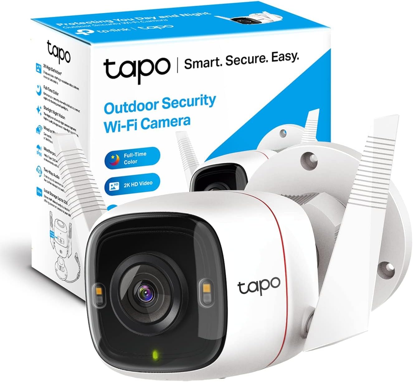 Tapo TP-Link 2K QHD Security Camera Outdoor Wired, Starlight Sensor for Color Night Vision, Free AI Detection, Built-in Siren, Cloud/SD Card Storage, Works with Alexa & Google Home C320WS