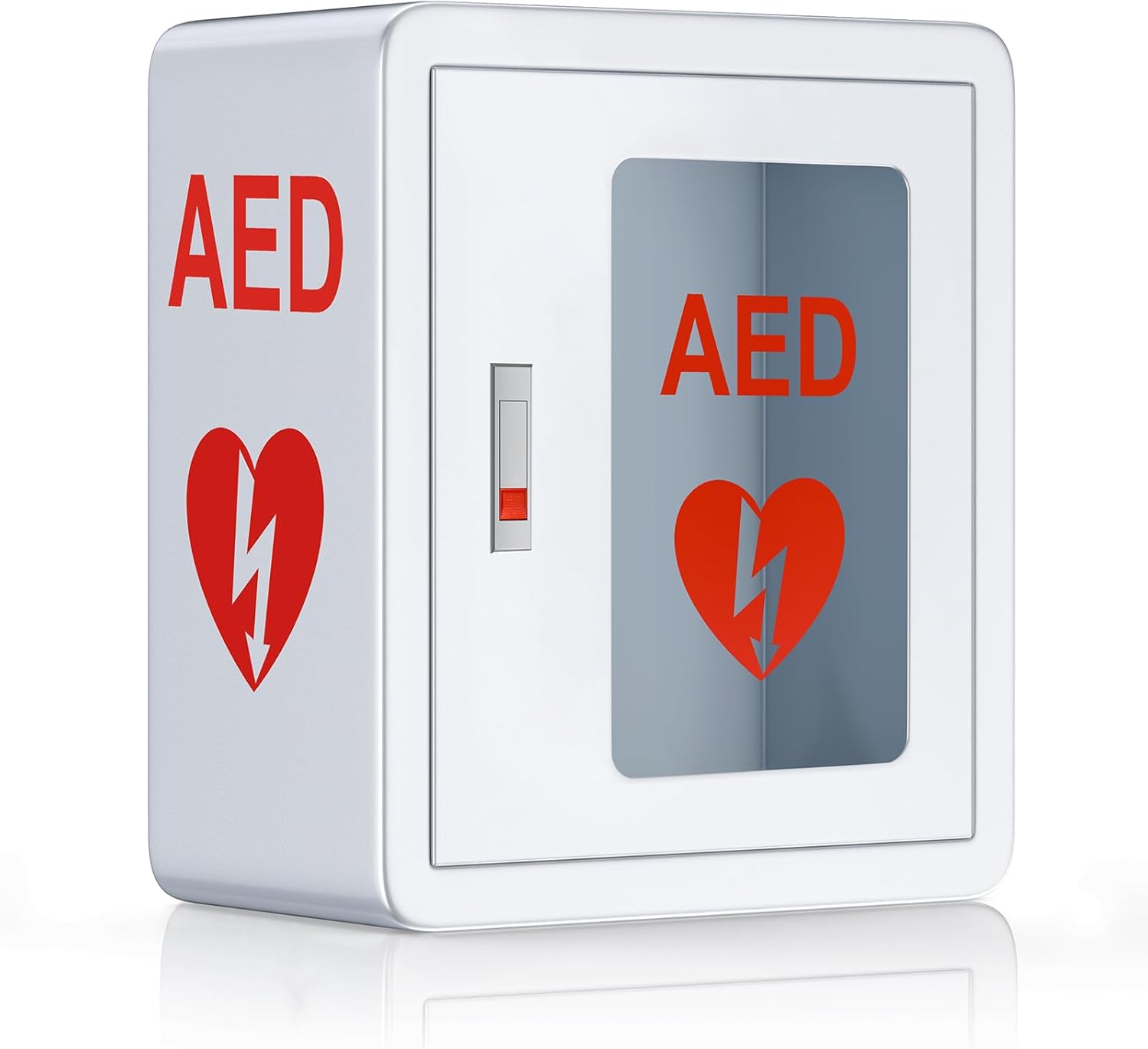AED Cabinet Wall Mounted, AED Defibrillator Storage Cabinet with Snap Lock, Transparent Window fits for Home, Office, Hospital and Public Places, 14 x 7.8 x 15.7 Inch