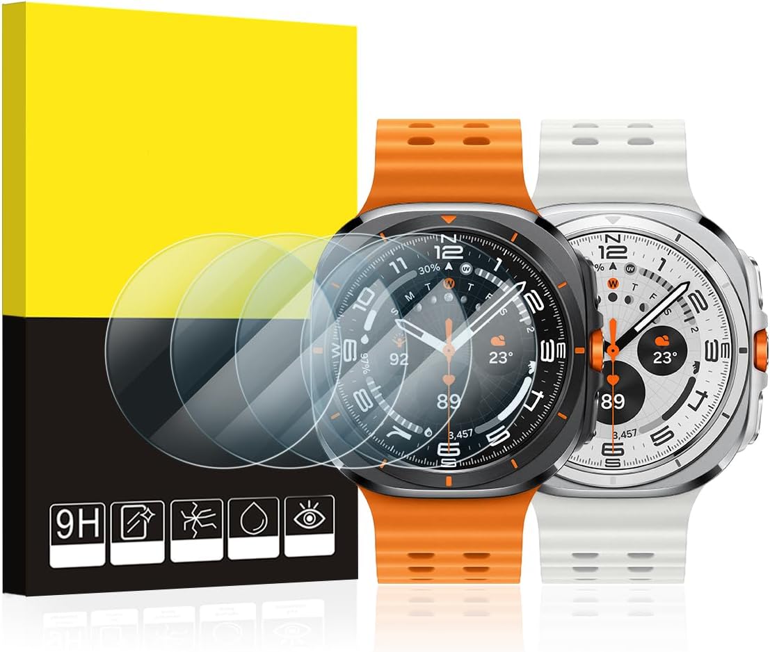 SPGUARD 4 Pack Galaxy Watch Ultra 7 47mm Screen Protector, Tempered Glass Protectors Accessories Compatible with Samsung Galaxy Watch Ultra 47mm (NOT for Others Models)