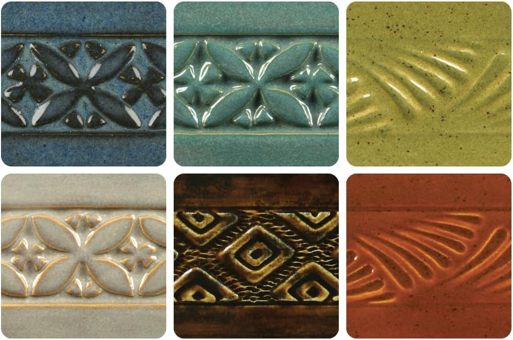 AMACO Potter's Choice High Fire Glazes 6-Pint Class Pack No. 3, 6 Assorted Colors, Layerable Mid-High Fire Cone 5-6 (PC) Liquid Ceramic Pottery Glazes for Bisque