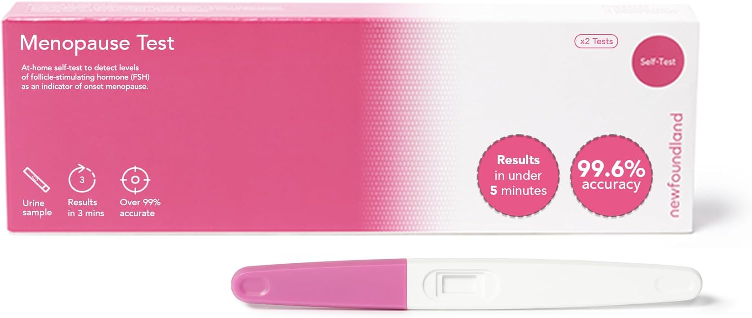 Menopause Test Kit - 2 Tests - Simple FSH Test - Urine Sample with Results in Under 5 Minutes - at-Home Test - Menopause Self Test, Certified CE for Home Use