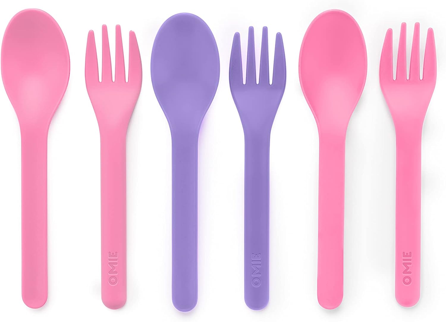 Omie OmieBox Utensil Refill Pack for OmiePod - Matches Bubble Pink or Lilac Purple OmieBox Utensil Set with Case - Reusable, Travel, Lunch Boxes - 6 pieces total (3 spoons + 3 forks) PODS NOT INCLUDED