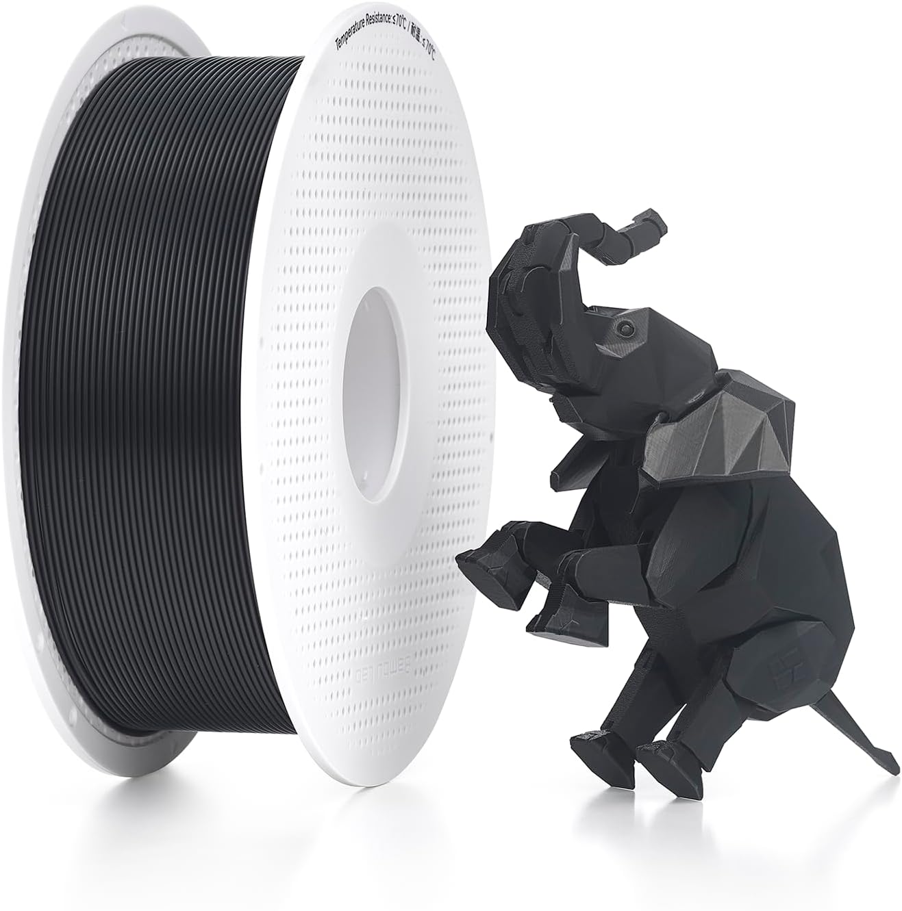Bambu Lab Genuine Filament, 1.75mm PLA Wire Diameter Accuracy +/- 0.03 mm, RFID Included, No Mess Setup, Tangle-Free, with Genuine Reusable Spool, 1kg Black