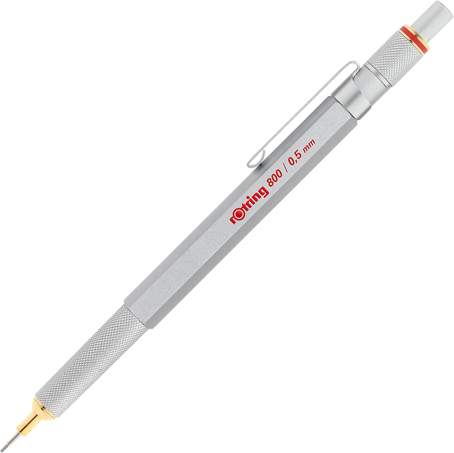 rOtring 800 Retractable Mechanical Pencil, 0.5mm, Silver Metal Barrel - For Drafting, Engineering, Architecture Professionals
