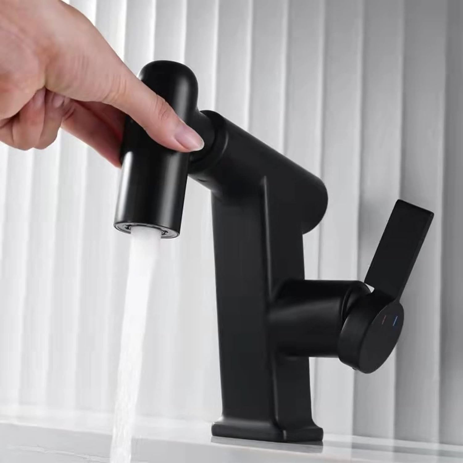 Gun Gray Small Steel Cannon Drawer Rado Basin Faucet Scraping Multifunctional Washbasin Hot and Cold Sink Sink Sink Faucet, Black