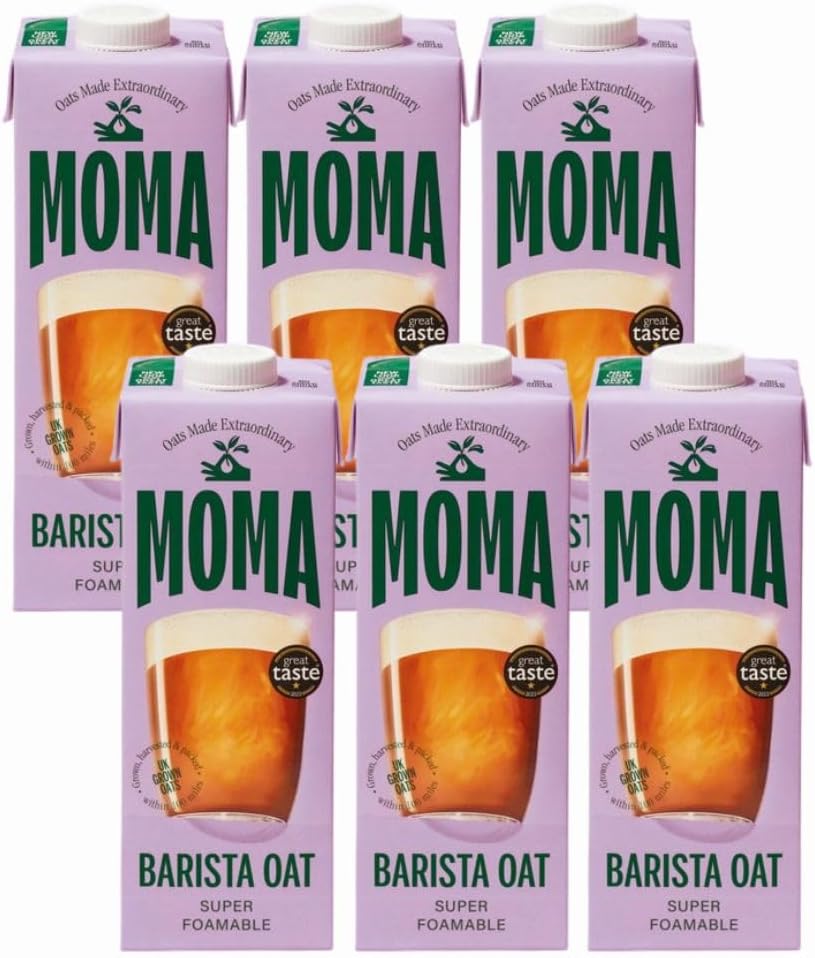 Moma Barista Unsweetened Oat Milk 1L Pack of 6 Wholegrain Wheat Sugar Free Plant Based Milk Non Dairy Vegan Coffee Whitener with Welari Thank You Card | (6pack) (6L)