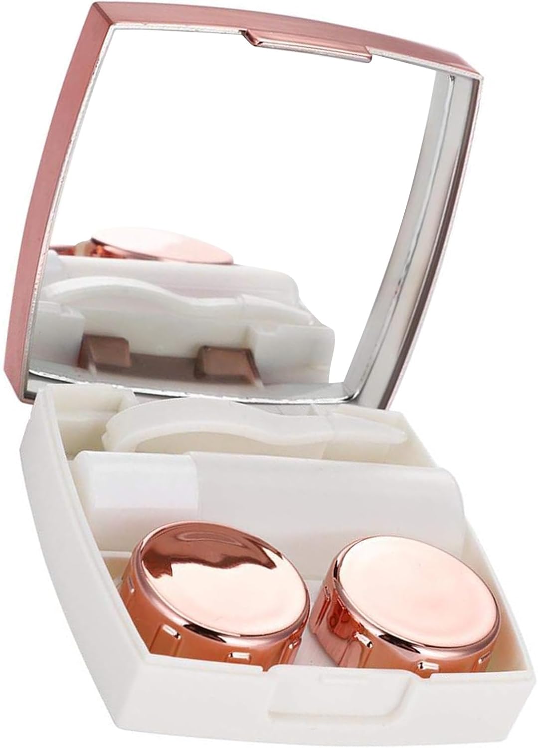 TRMFUSA 3 Colors Mini Contact Lens, Contact Lens Care Products & Accessories, Case Holder, Eye Care, Lens Case, Portable Mirror Box (Pink), black