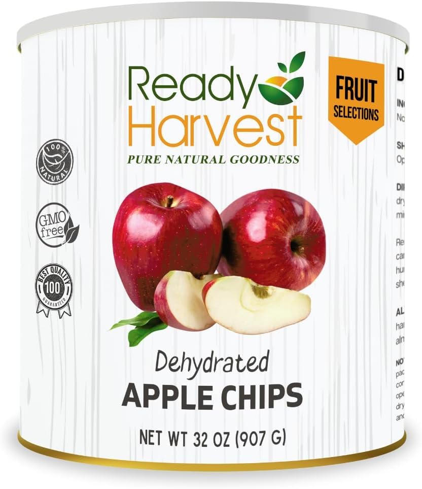 Ready Harvest Dehydrated Food - Apple Slices | Emergency Food | Camping & Survival Kits | #10 Can | 30-Year Shelf Life | Cans Filled to the Top