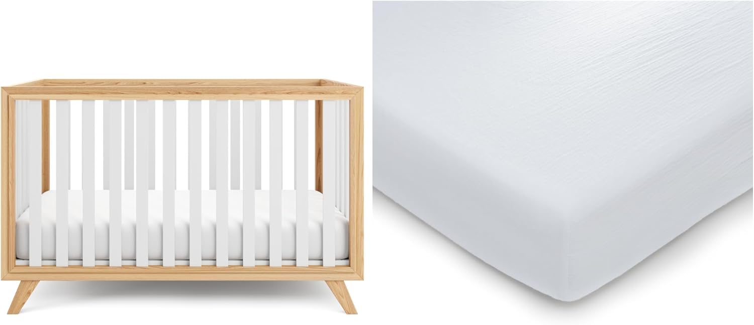 Comfy Cubs Baby Crib and Muslin Cotton Fitted Crib Sheet Bundled