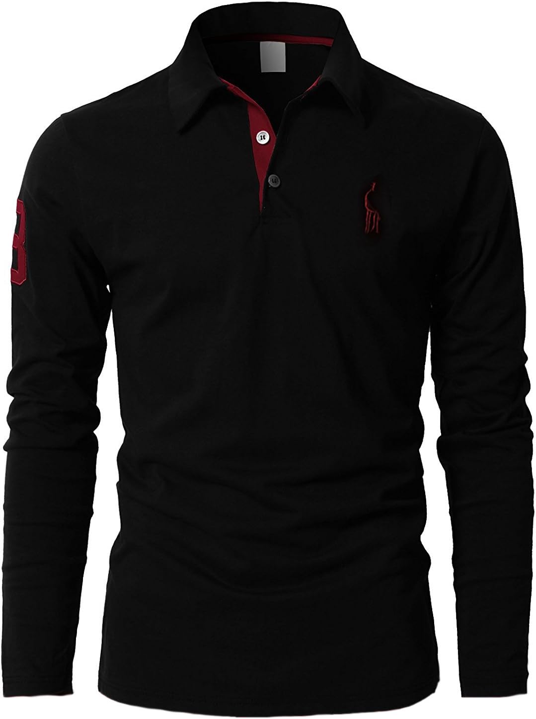 STTLZMC Men's Long Sleeve Polo Shirts Contrast Placket T-Shirt Golf Tennis T-Shirt