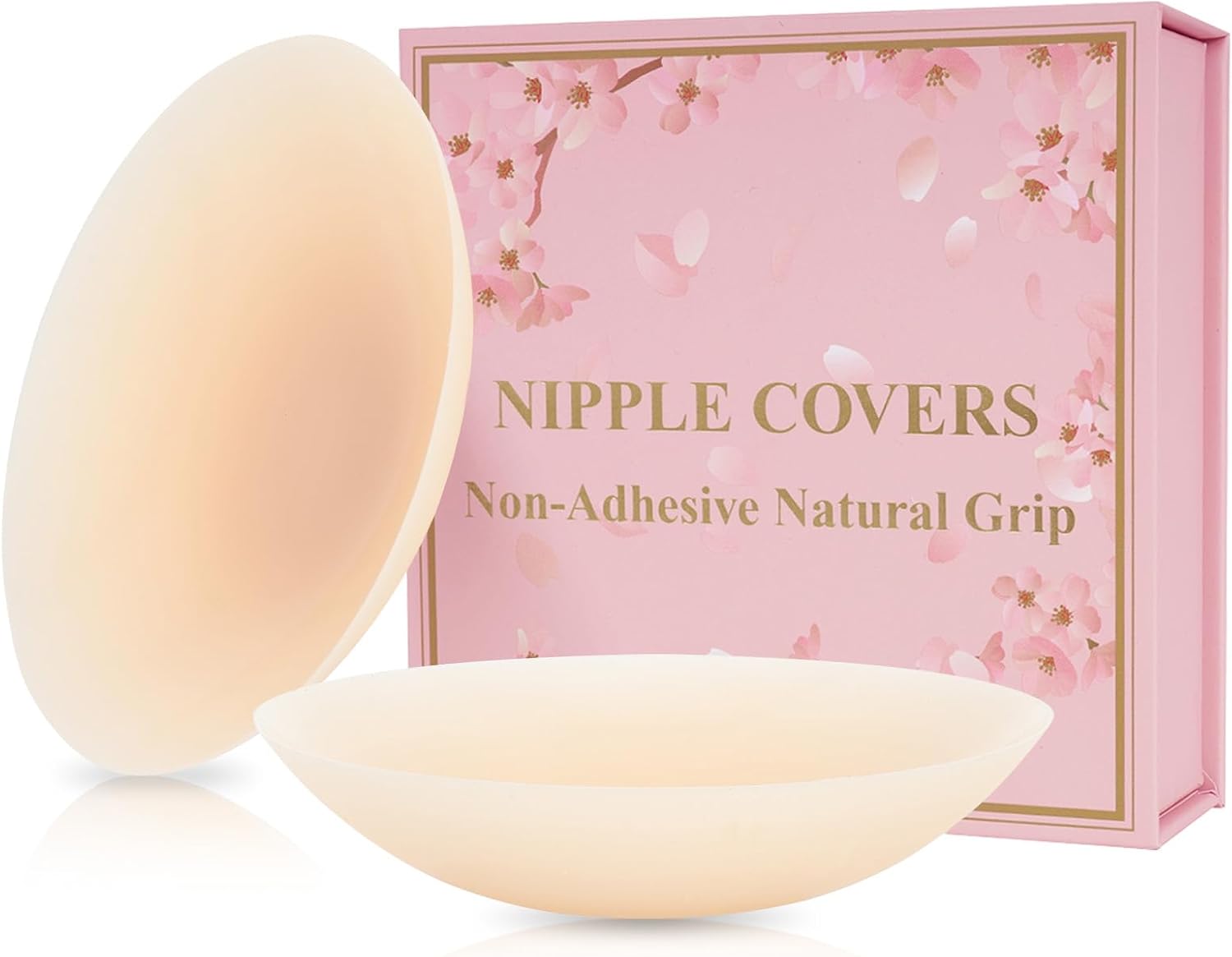 Not Sticky Medical-Grade Silicone Nipple Covers, Natural Grippy Fit Body, Reusable Seamless No-Show Pasties With Travel Box