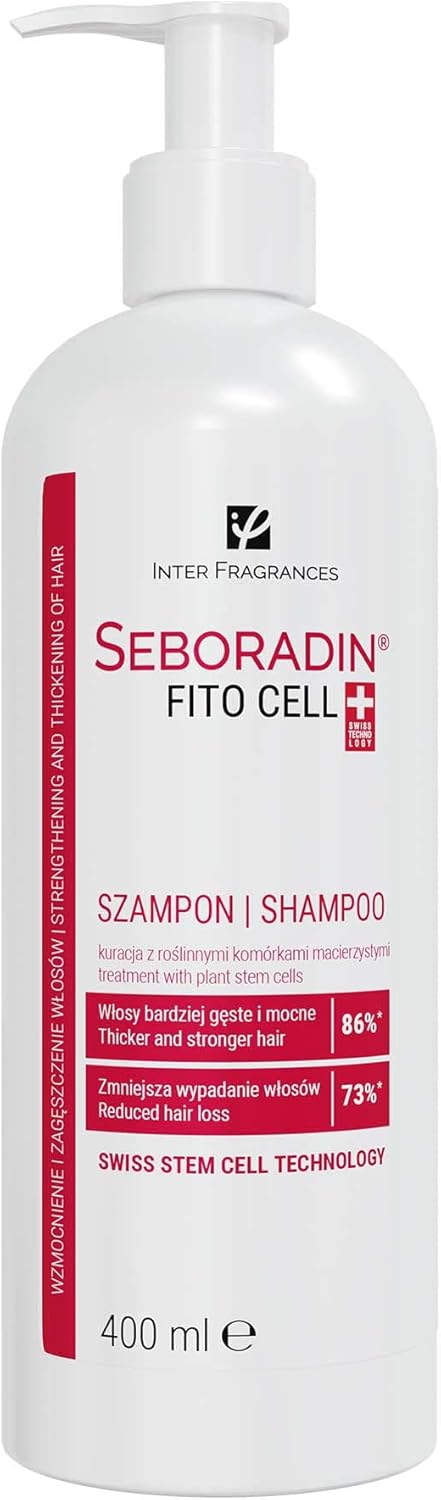 SEBORADIN FITO CELL Hair Shampoo for Stronger Hair 400 ml Hair Loss and Regrowth Swiss Technology Stem Cells Phytocelltec Malus Domestica Hair & Scalp Treatment Hair Care Hair Products