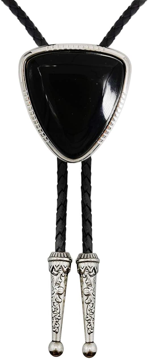 LAXPICOL Vintage Western Cowboy Black Stone Bolo Tie For Men