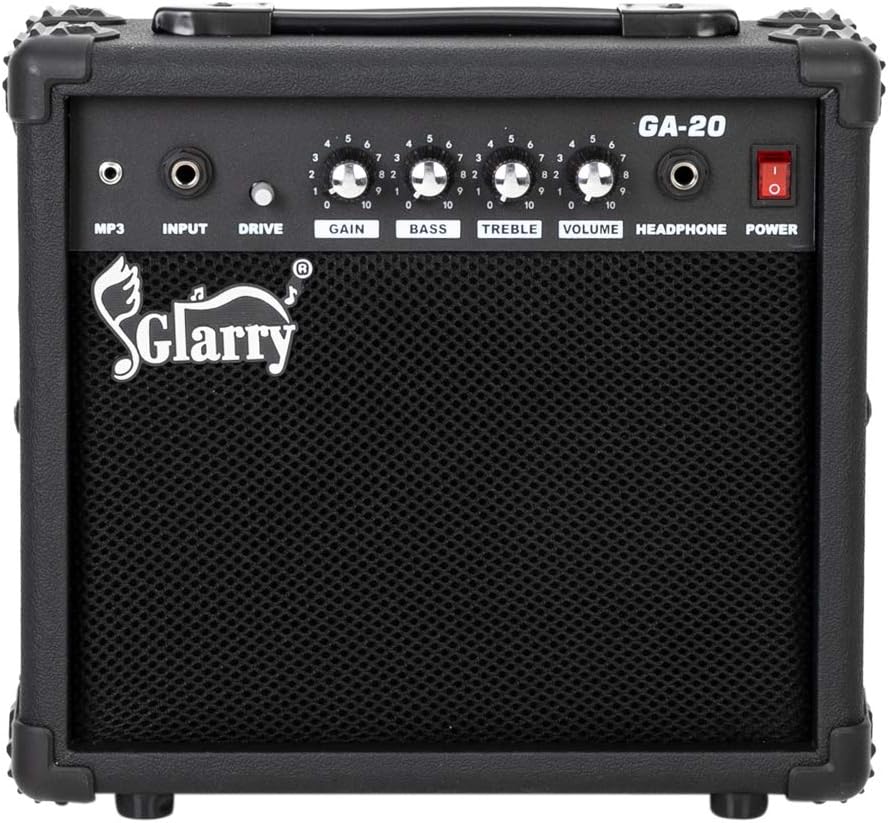 GLARRY Amplifier for Electric Guitar，Portable Vox Amp with Headphone MP3 Input，Mini Guitar Practice Amp 20W with Volume, Treble, Bass and Middle Controls