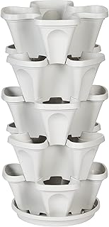 Mr. Stacky 5 Tier Stackable Strawberry, Herb, Flower, and Vegetable Planter - Vertical Garden Indoor/Outdoor