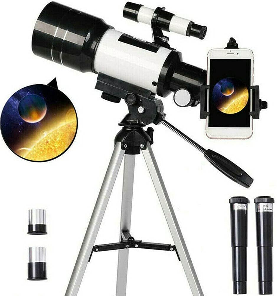 Telescope for Astronomy Adult Kids Beginners, 150X Astronomical Refractor Telescope, 300X70mm Telescop with Tripod Smartphone Adapter | 150X Astronomical Refractor Telescope, 300X70mm Telescop with Tripod Smartphone Adapter