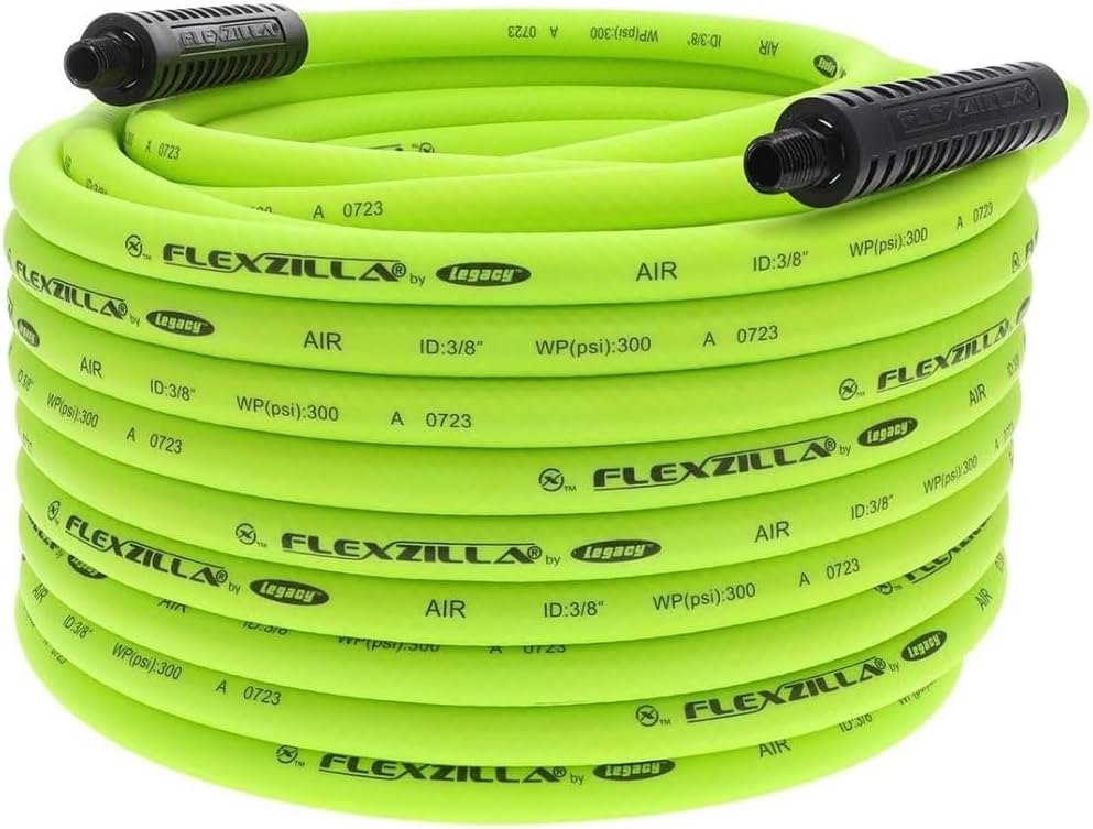 5 Pack Legacy HFZ38100YW2 Flexzilla 3/8" x 100' Air Hose Assembly with 1/4" Male NPT Fittings
