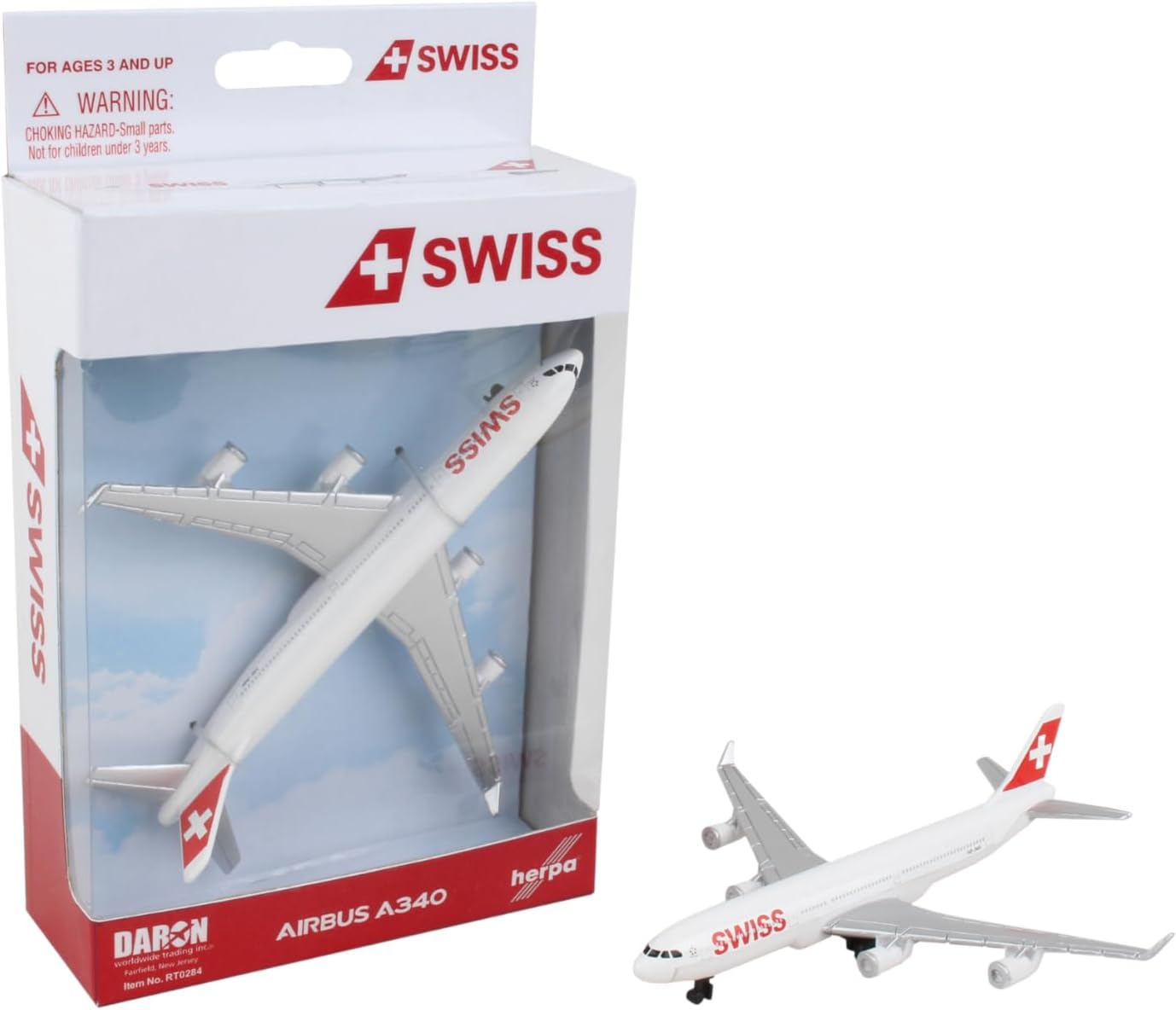 Daron Swiss Single Plane Die-Cast Metal S Airplane Model Toy with Plastic Parts for Kids Ages 3+