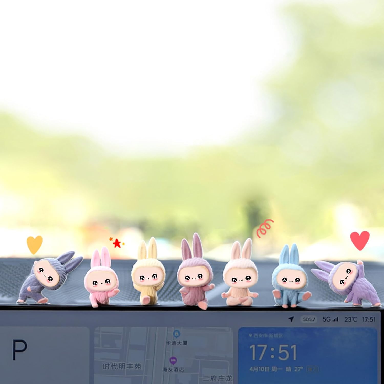 Cute Character Plush Dolls,7 Pcs Automotive Interior Decoration Accessories For Car Rearview Mirror And Dashboard,Cute Anime Decor For Home Garden Office,Car Decor For Women，Funny Ornament Gifts