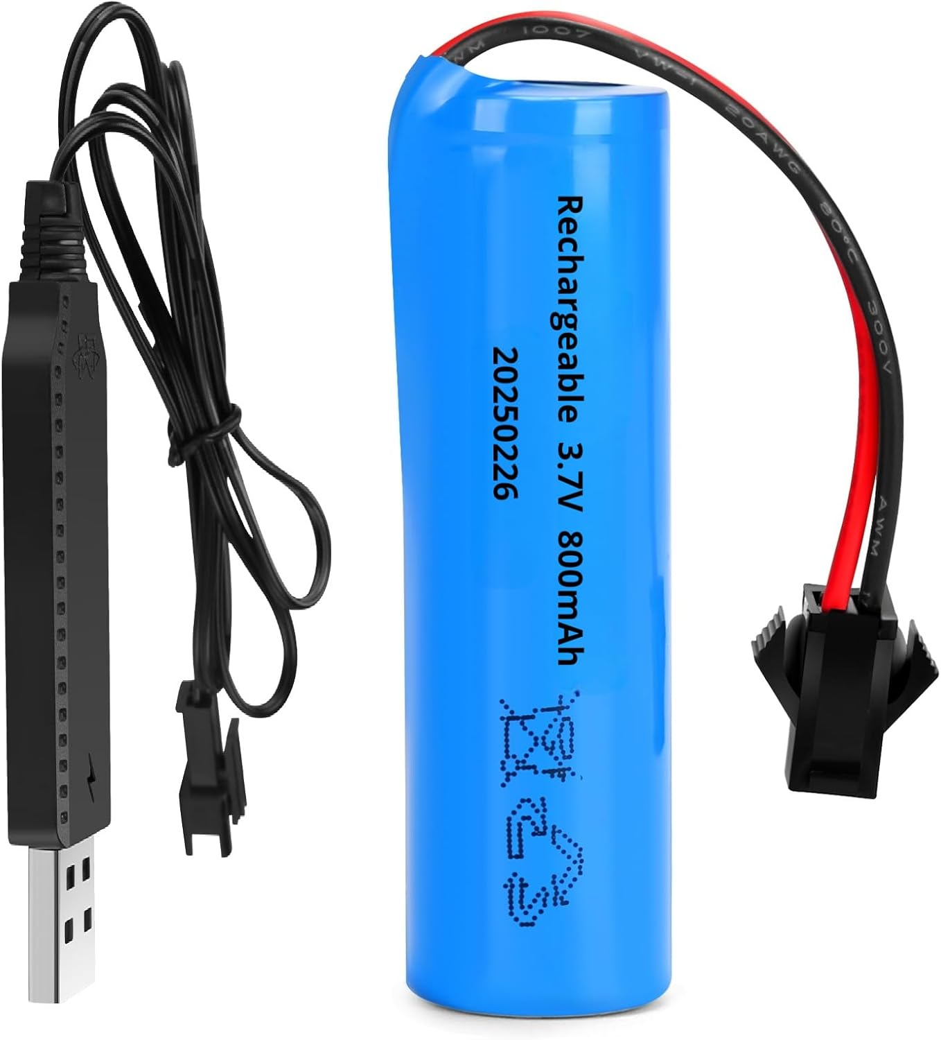 3.7V 800mAh Li-ion Battery for Remote Control Cars, Compatible with E35 DE38 DE40 DE50 DE55 TB202 TM141
