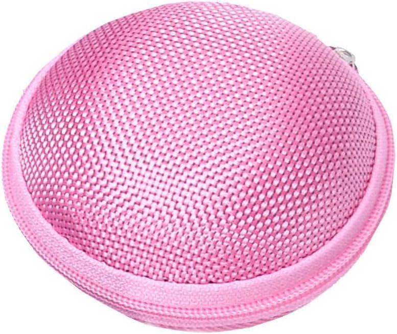 1PC Pink Compact Round Mini Earphone Hard Case Bag - Travel Pouch for Headphones, Coins, and Keys, Small Cosmetic Carrying Bag Headphones, Earbuds Accessories