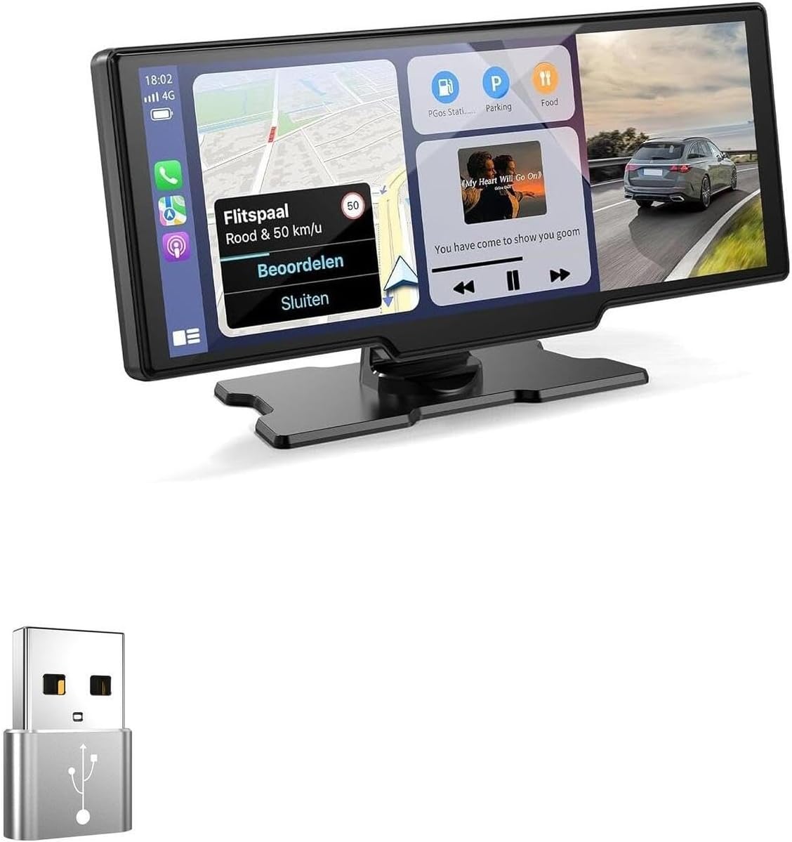 BoxWave Adapter Compatible with Kuayvan Wireless Portable Carplay Screen for Car (10.26 in) - USB-A to C PortChanger (5-Pack), Type-C OTG Convert Charging Data Adapter - Metallic Silver