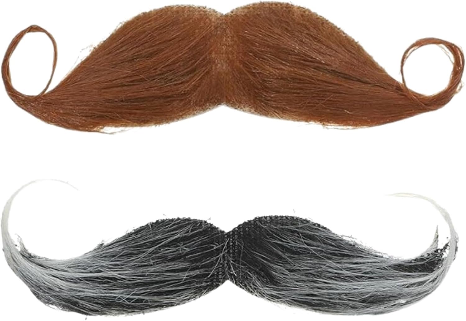 WPNCYK 2 pcs Fake Moustache, Moustache, Moustache Fancy Dress, Stick on Moustache Adults, Self Adhesive Fake Beard Detective Beard Suitability Makeup Ball Carnival Party Beard Black, Brown