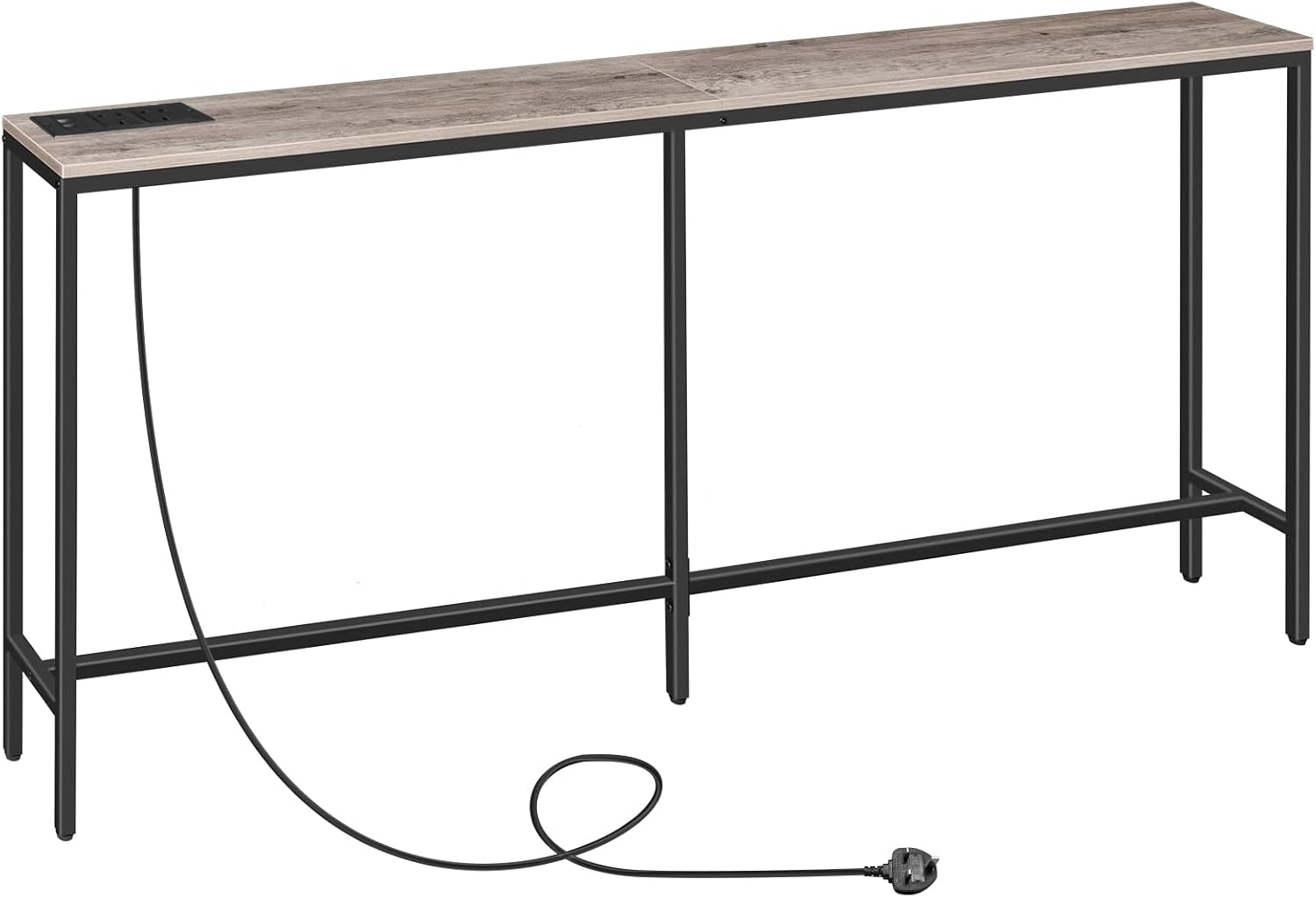 Console Table with Power Outlet, 180 cm Narrow Sofa Table, Industrial Entryway Table with USB Ports, Behind Couch Table for Entryway, Hallway, Foyer, Living Room, Bedroom ACTHG18KE01N1