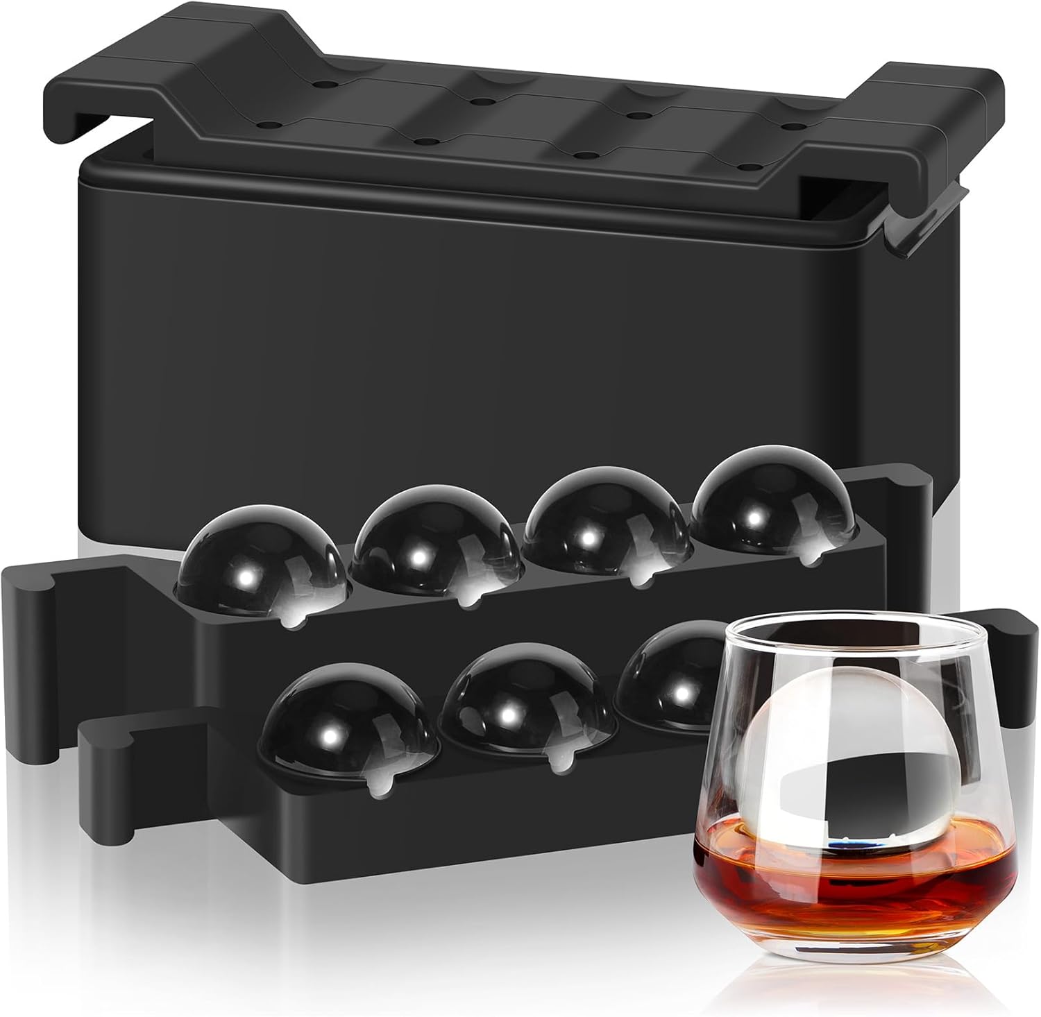 Clear Ice Ball Maker Mold, 8 Large Whiskey Ice Cubes Mold, 2 Inch Round Silicone Ice Molds for Cocktails, Idea Gifts for Dad Boyfriend Boss Men who Have Everything