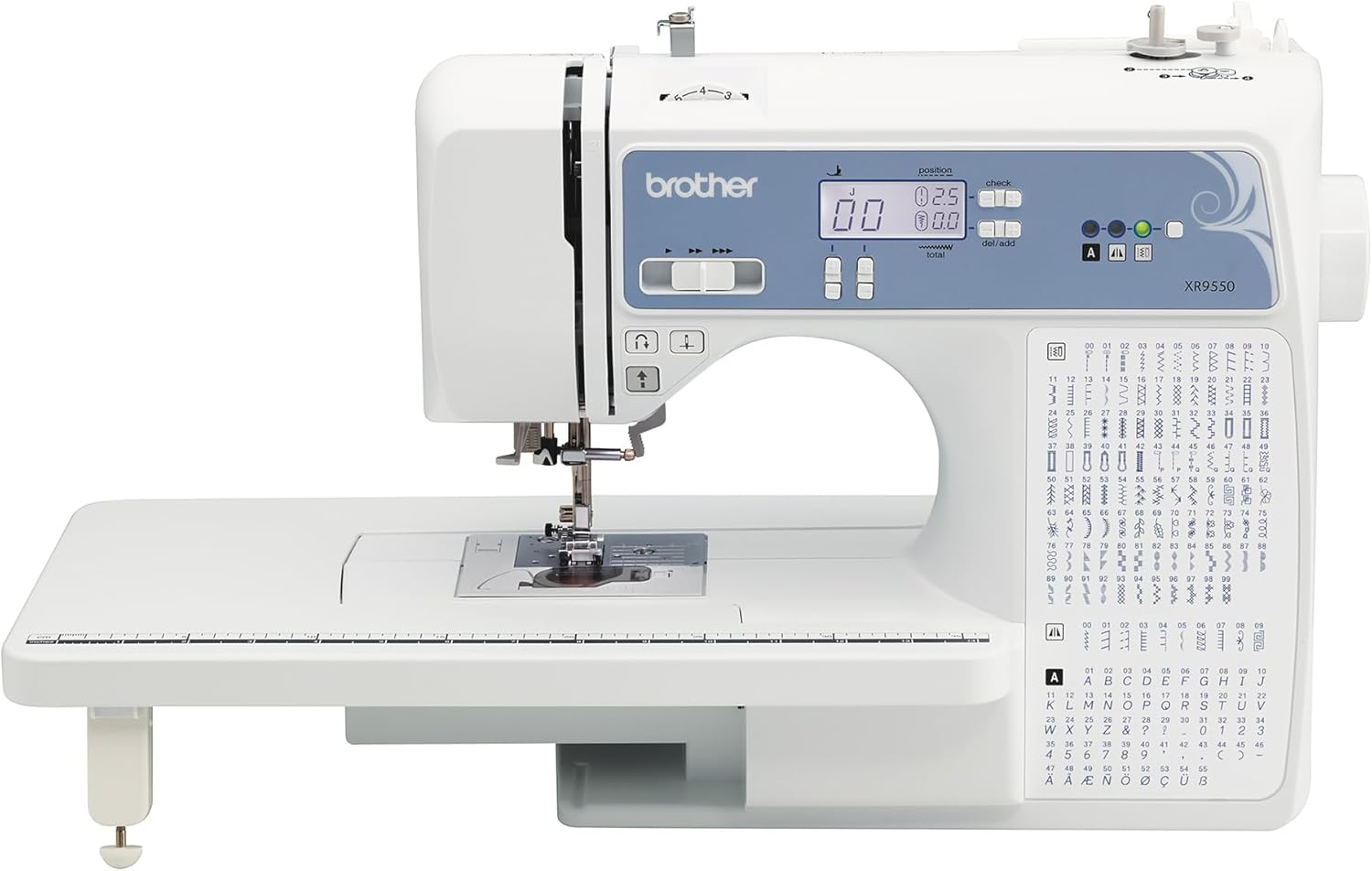 Brother Sewing and Quilting Machine, Computerized, 165 Built-in Stitches, LCD Display, Wide Table, 8 Included Presser Feet, White, 20x12x17