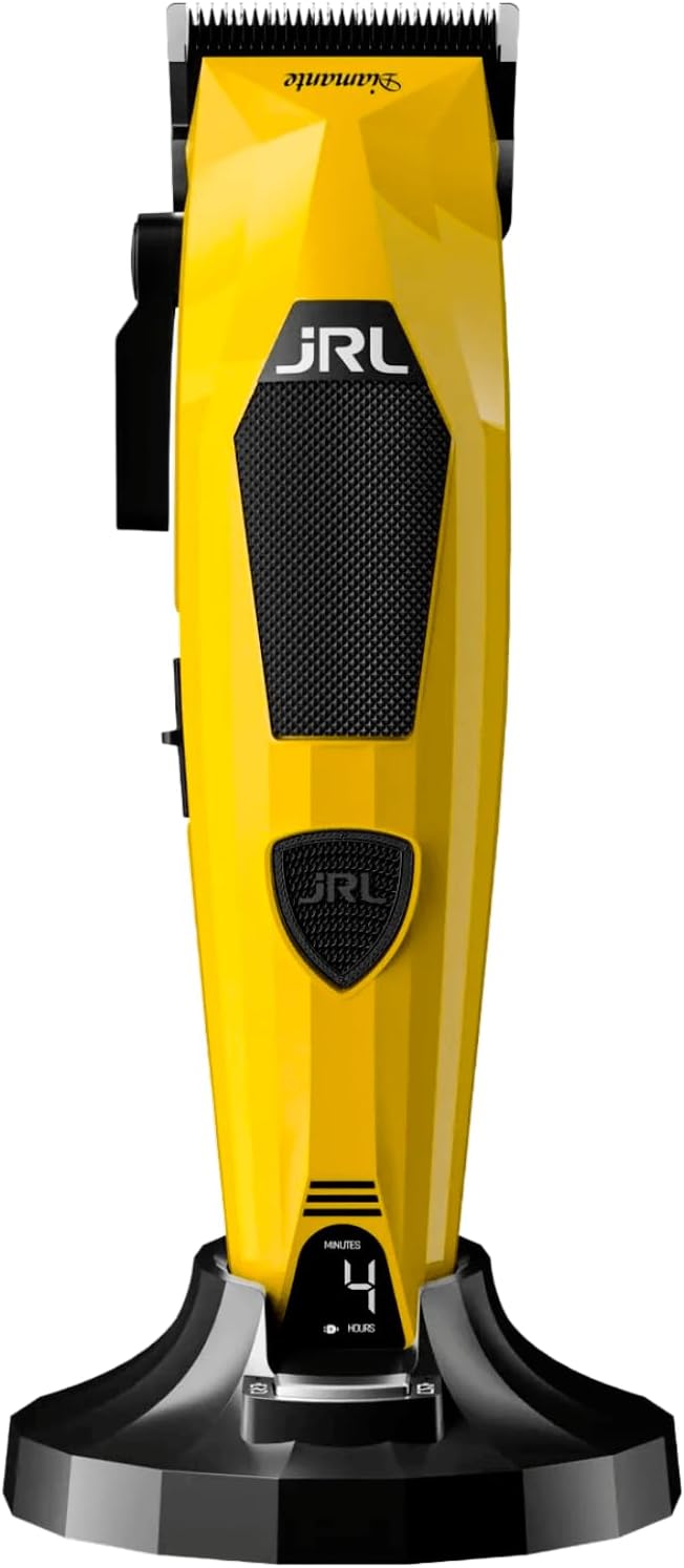 Amazon Series JRL Diamante 2025CY Professional Hair Clipper, Quiet Low Vibration Cordless Barber Fading Clipper, 8200 RPM Brushless Motor, Dual Speed Control, LED Display, 3500 mAh Battery (Yellow)