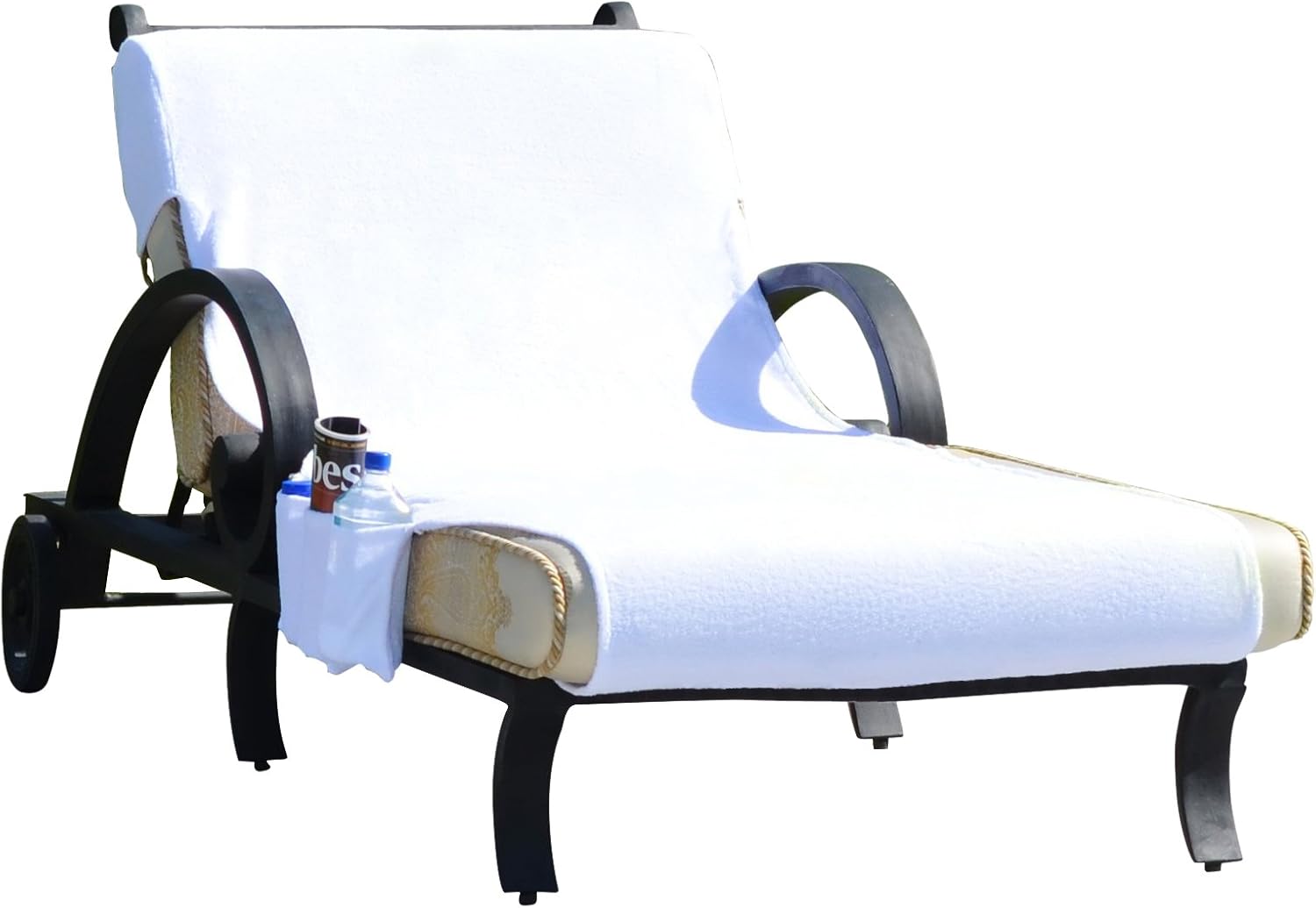 Linum Home Textiles CL00-SWP Standard Size Chaise Lounge Cover with Side Pockets - White