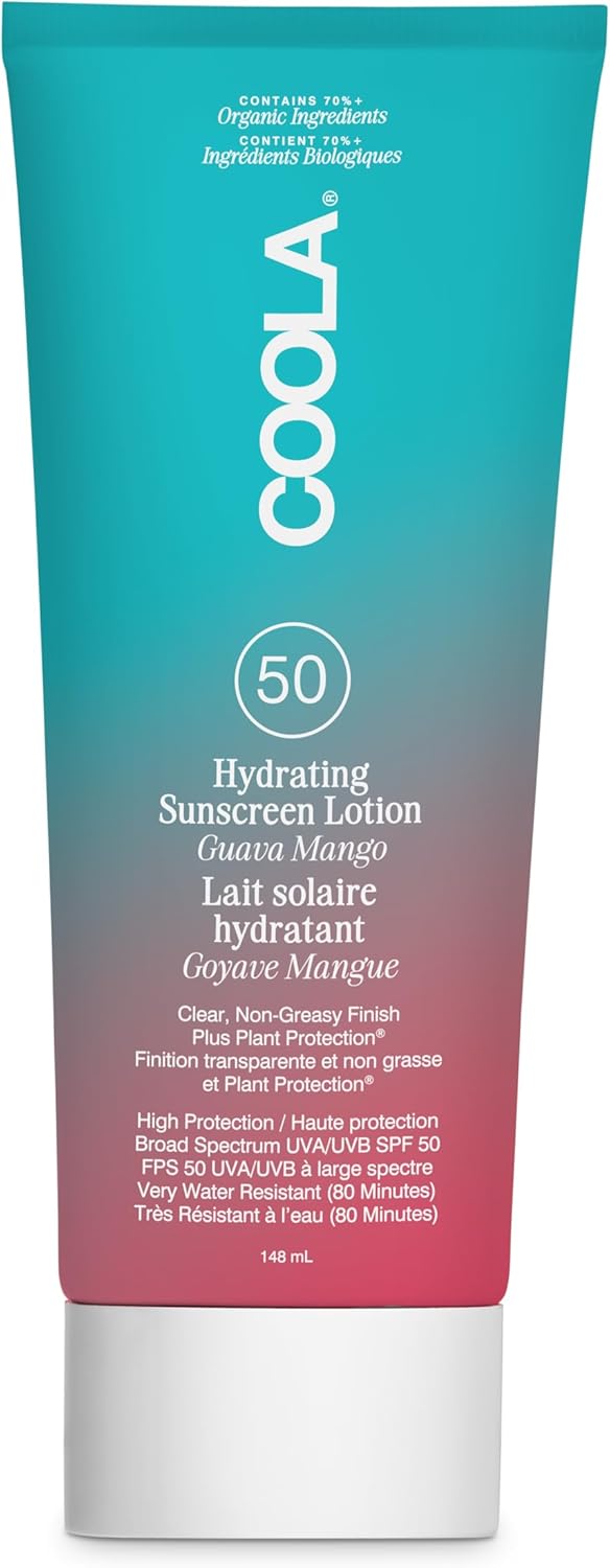 COOLA Organic Sunscreen SPF 50 Sunblock Body Lotion, Dermatologist Tested Skin Care for Daily Protection, Vegan and Gluten Free, Guava Mango (148 ml)
