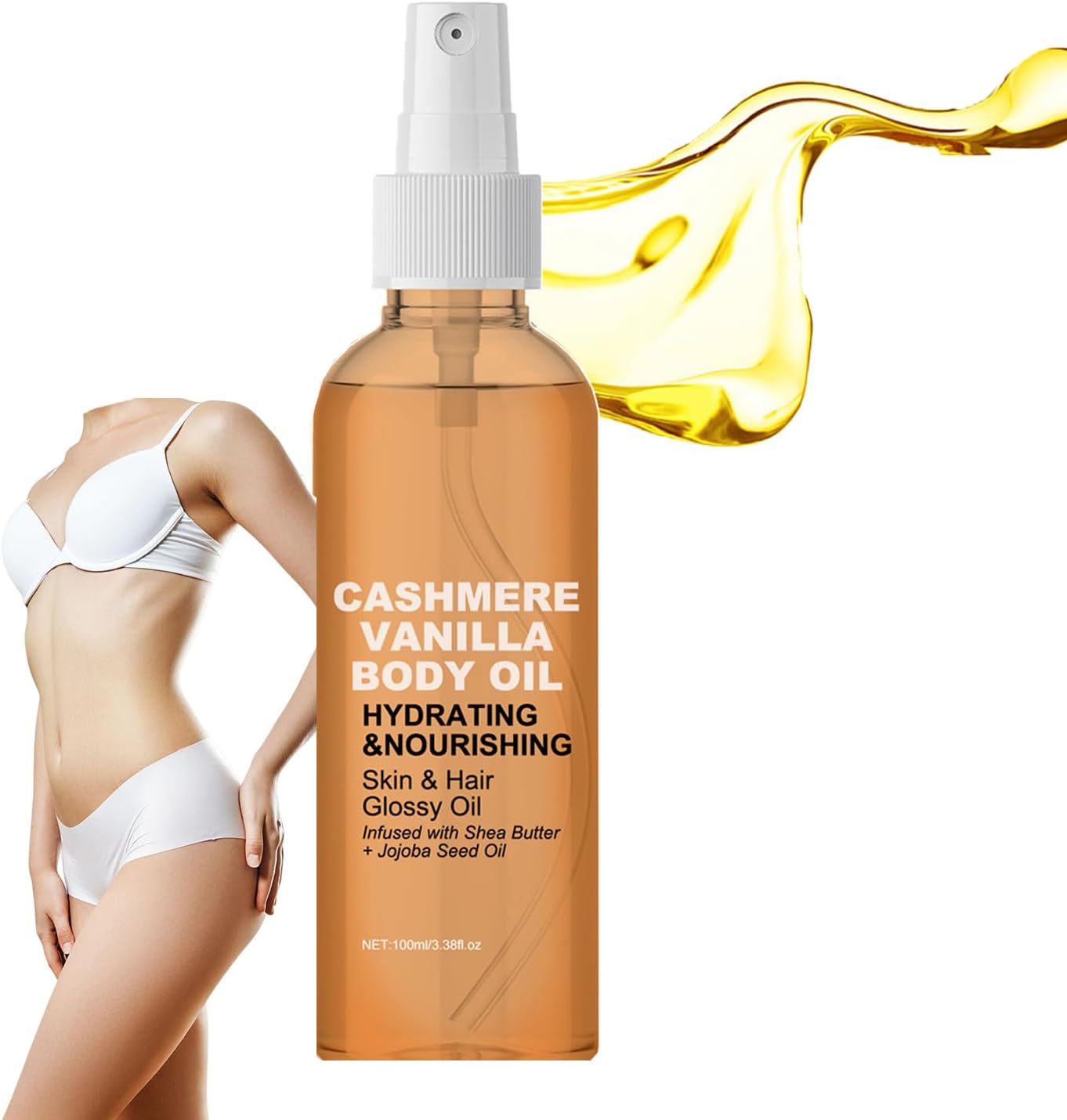 Vanilla Cashmere Body Oil, Vanilla Cashmere Body Massage Oil, Moisturizing & Hydrating Body Lotion for All Skin Types (1)