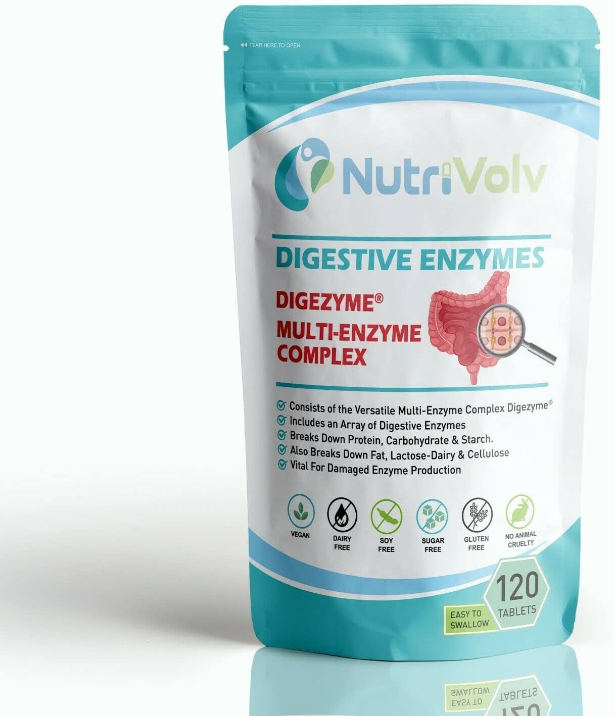 Digestive Enzymes - 120 Tablets - DigeZymeยฎ 50mg Digestion Amino Acid Gut Health